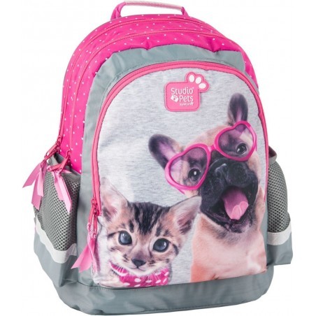 Plecak szkolny z psem i kotem Studio Pets w kropki