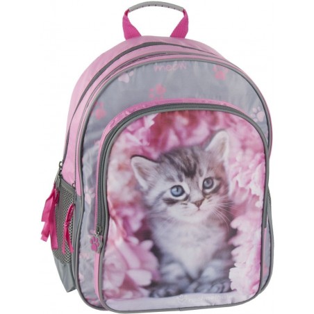 Plecak szkolny Rachael Hale różowy z szarym kotkiem