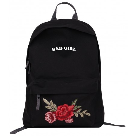 Plecak Simple roses znapisem "Bad Girl" czarny /black