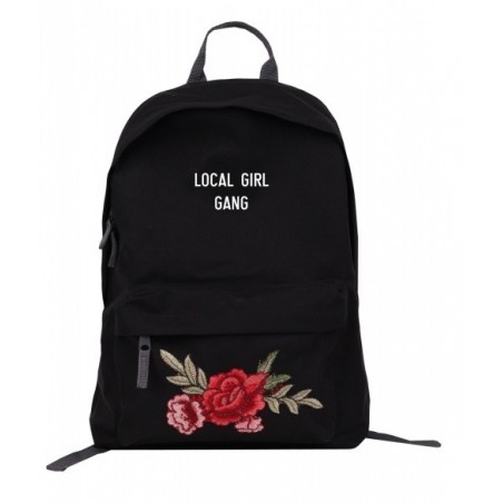 Plecak simple Roses z napisem "Local Girl Gang" czarny/black
