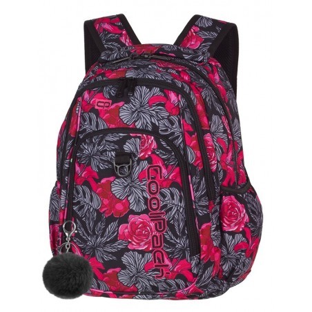 Plecak szkolny CoolPack CP STRIKE RED & BLACK FLOWERS czerwone hiszpańskie róże - A241 + GRATIS POMPON