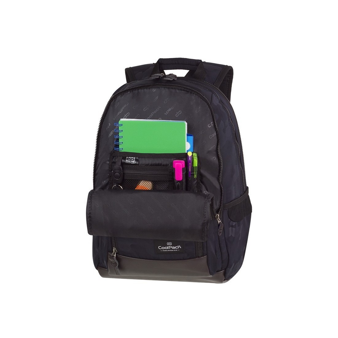 Plecak szkolny CoolPack na laptopa UNIT czarne moro - dla chłopaka - plecak-tornister.pl
