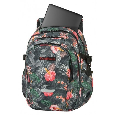 Plecak szkolny CoolPack CP FACTOR CORAL HIBISCUS kwiaty kieszeń na laptop - 4 przegrody - A030