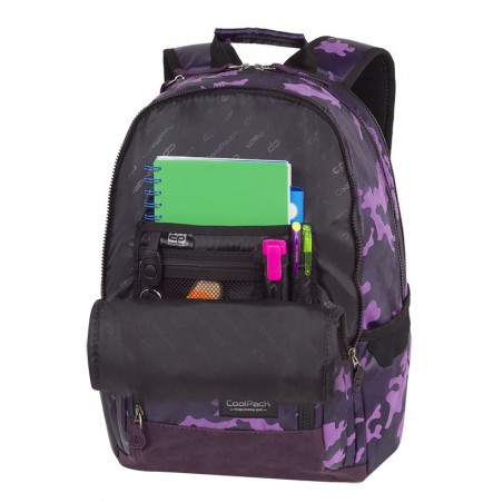 Plecak szkolny CoolPack CP UNIT FLOCK CAMO VIOLET fioletowe moro organizer - A554