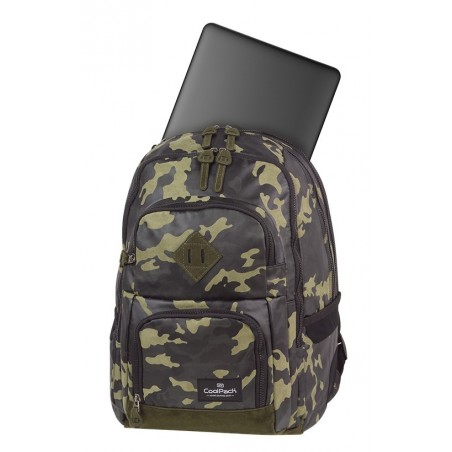 Plecak szkolny CoolPack CP UNIT FLOCK CAMO OLIVE GREEN oliwkowe moro kieszeń na laptop - A556