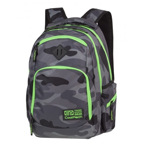Plecak szkolny COOLPACK CP BREAK CAMO GREEN NEON dla chłopaka szare moro zielony neon - A371