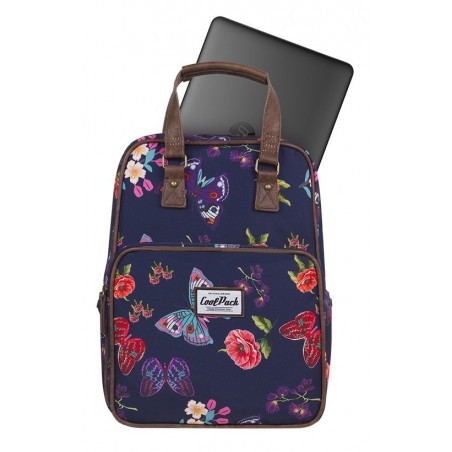 Plecak miejski CoolPack CP CUBIC SUMMER DREAM motyle kwiaty granatowy kieszeń na laptop vintage - A099