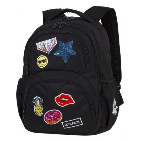 Plecak młodzieżowy CoolPack CP DART II BADGES GIRLS BLACK czarny z naszywkami