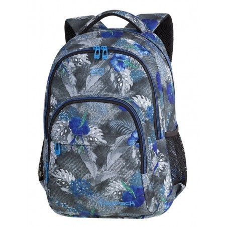 Plecak szkolny CoolPack CP BASIC PLUS BLUE HIBISCUS szary w niebieskie kwiaty i liście - A142