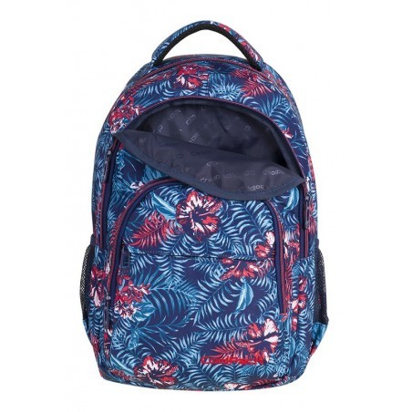 Plecak szkolny CoolPack CP BASIC PLUS EMERALD JUNGLE niebieskie kwiaty dżungla dla nastolatek - A140