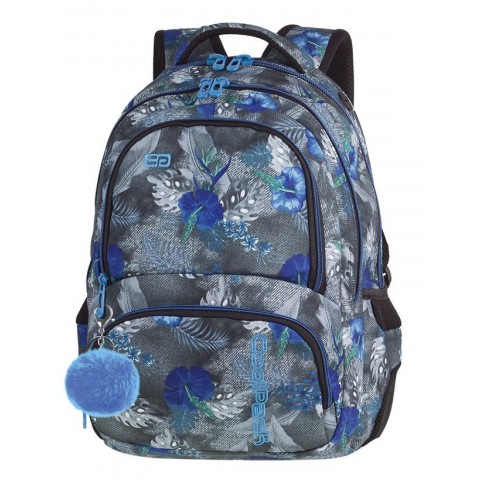 Plecak szkolny CoolPack CP SPINER BLUE HIBISCUS szary w niebieskie kwiaty A078