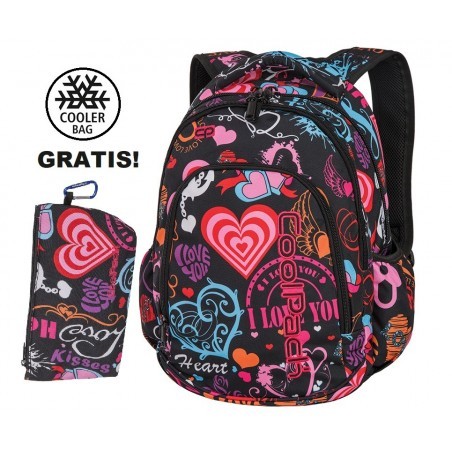 Plecak szkolny (do klas 1-3) CoolPack CP PRIME EMOTIONS w kolorowe serca dla dziewczynki - A255 + GRATIS