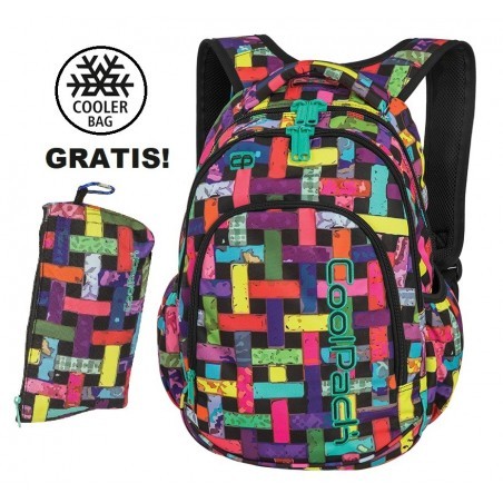 Plecak szkolny (do klas 1-3) CoolPack CP PRIME RIBBON GRID kolorowe wstążki w kratkę dla dziewczynki - A297 + GRATIS COOLER BAG