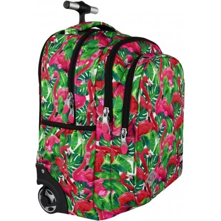 Plecak na kółkach ST.RIGHT FLAMINGO PINK&GREEN różowe flamingi dla dziewczyny
