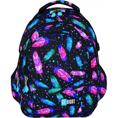 Plecak szkolny ST.RIGHT FEATHERS kolorowe piórka dla dziewczyny