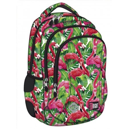 Plecak dla pierwszoklasisty ST.RIGHT FLAMINGO PINK & GREEN różowe flamingi - BP26