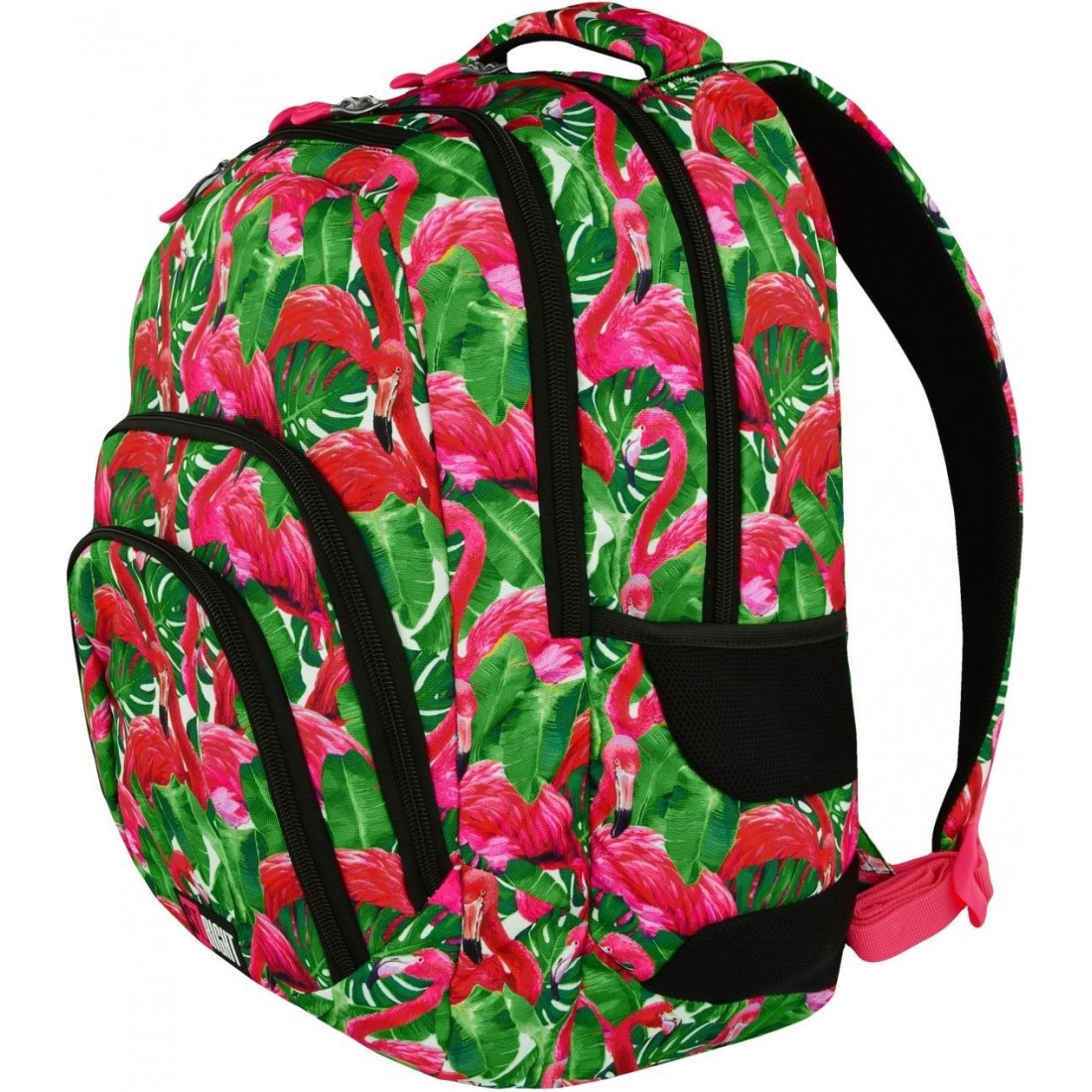 Plecak szkolny ST.RIGHT FLAMINGO PINK & GREEN różowe flamingi - plecak-tornister.pl