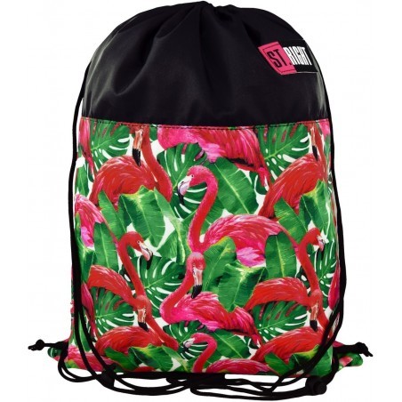 Worek na buty / na WF ST.RIGHT FLAMINGO PINK & GREEN różowe flamingi zielone liście - SO1