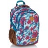 Plecak szkolny HEAD rajskie kwiaty i ptaki niebieski dla nastolatki - HD-63 D