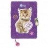 Pamiętnik MY LITTLE FRIEND włochaty, fioletowy z kotem - 96 kartek z kłódką