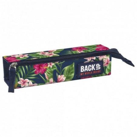 Piórnik BackUP kwadratowy w tropikalne kwiaty hibiskusy C 12