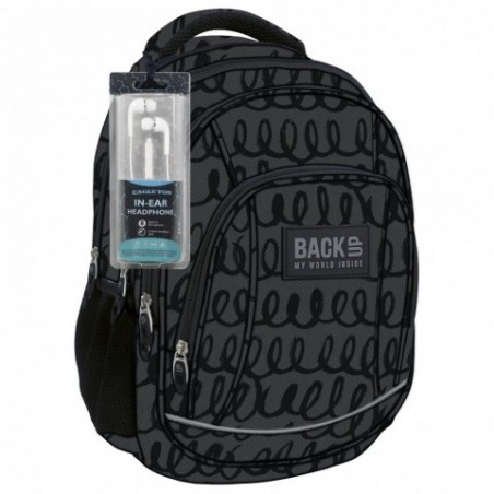 Szary plecak dla chłopaka spirale BackUP A 55 do szkoły + SŁUCHAWKI