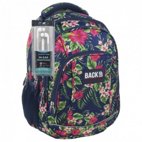 Plecak w kwiaty dla dziewczyny + słuchawki BackUP A 12 do szkoły