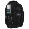 Czarny plecak szkolny w szare kropki + słuchawki - BackUP C 28
