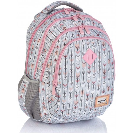 Plecak szkolny HEAD szaro-różowy w strzałki HD-286 C