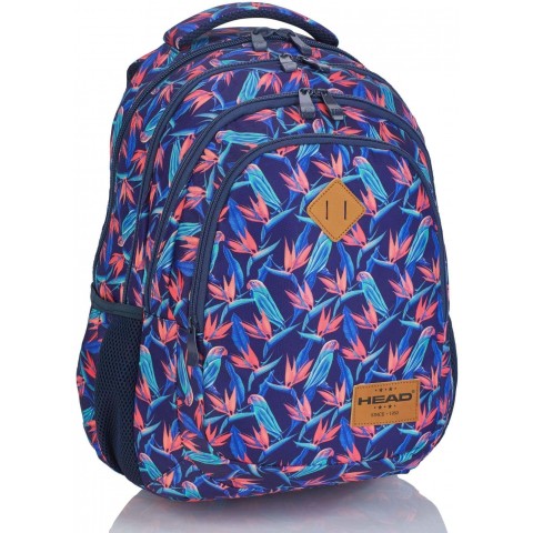 Plecak szkolny HEAD granatowy w kolorowe papugi HD-213 C