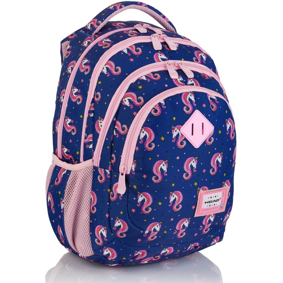 Plecak do 1 klasy dla dziewczynki Head Unicorn granatowy w jednorożce - plecak-tornister.pl