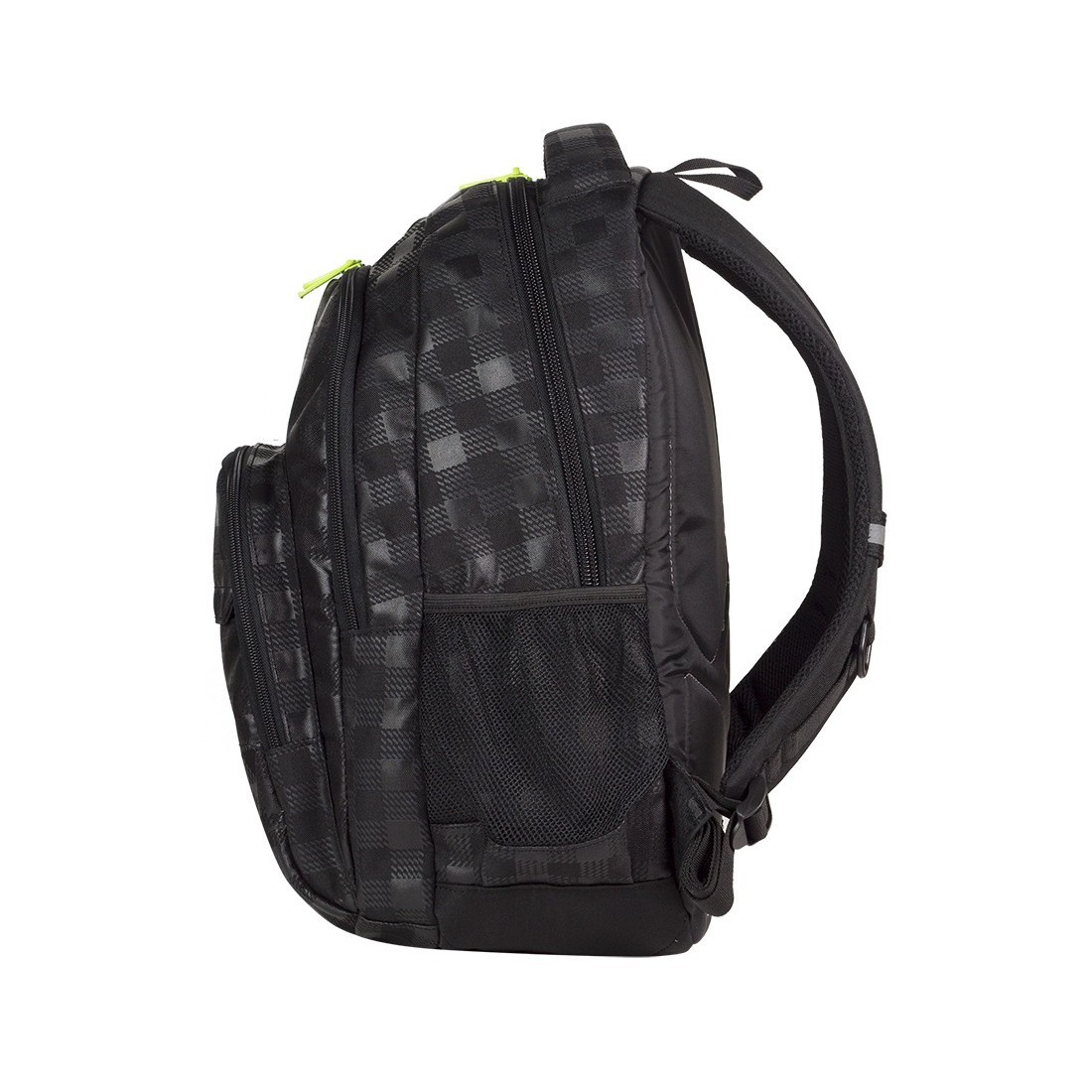 Plecak młodzieżowy Coolpack CP lekki czarny w kratkę + żółte wstawki BASIC BLACK & YELLOW 414 - plecak-tornister.pl