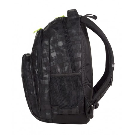 Plecak młodzieżowy Coolpack CP lekki czarny w kratkę + żółte wstawki BASIC BLACK & YELLOW 414