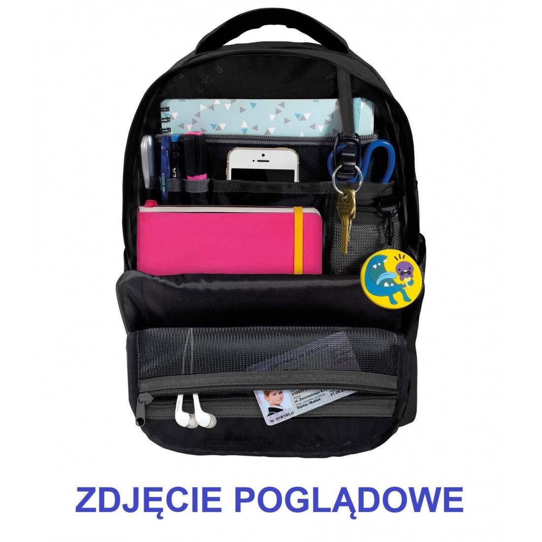 Plecak szkolny BackUP granatowy boho w SOWY L13 + GRATIS - plecak-tornister.pl