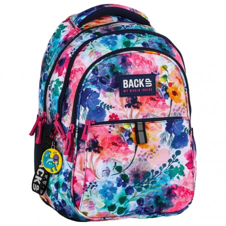 Plecak szkolny BackUP pastelowy w kwiaty WIOSENNY N28 + GRATIS