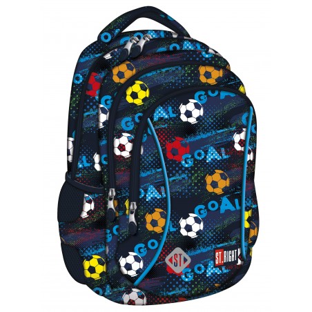 Kolorowy plecak dla chłopaka ST.RIGHT GOAL z wesołym motywem piłki nożnej