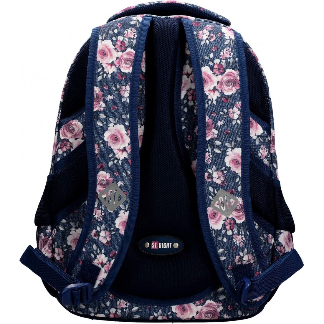 Plecak do szkoły dla uczennicy róże kwiaty ST.RIGHT ROSES BP32 jeans ST.Majewski - plecak-tornister.pl