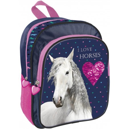 Plecak z koniem dla przedszkolaka I LOVE HORSES biały koń