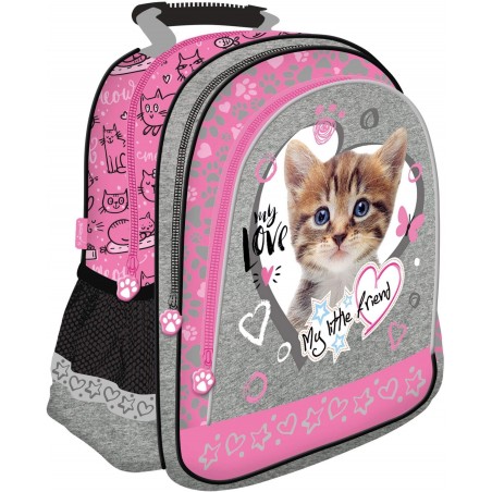 Plecak z kotem MY LITTLE FRIEND różowy do pierwszej klasy dla dziewczynki