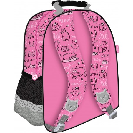 Plecak szkolny MY LITTLE FRIEND różowy z kotkiem w serduszku z wygodnymi szelkami i uchwytem