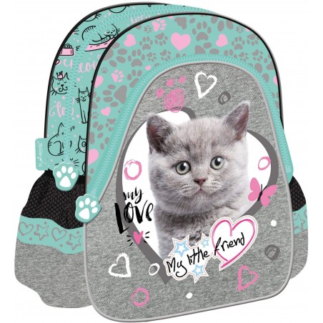 Plecak z kotem dla dziewczynki MY LITTLE FRIEND miętowy do przedszkola