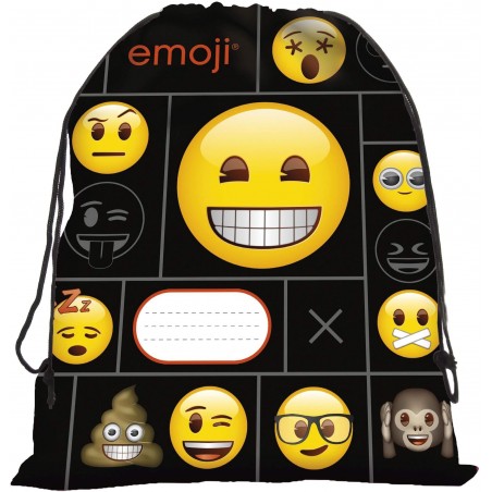 Worek emotki szkolny na buty Emoji czarny w żółte buźki