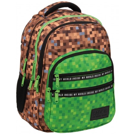 Plecak do szkoły chłopięcy BackUP bloki gra pixele zielony GAME M68