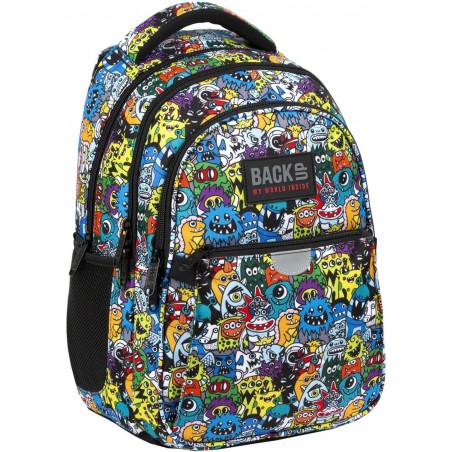 Plecak szkolny dla chłopca BackUP STORY kolorowy w potworki P47