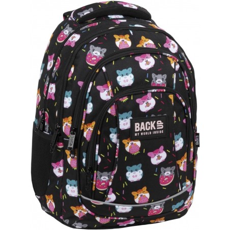 Plecak szkolny czarny BackUP CHOMIKI dla dziewczynki A37