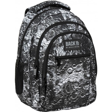 Plecak młodzieżowy szkolny BackUP KSIĘŻYC szary fullprint do 3 klasy O49