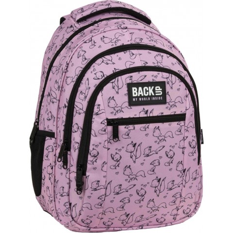 Plecak do szkoły różowy dla dziewczynki BackUP LOVE w lisy O28