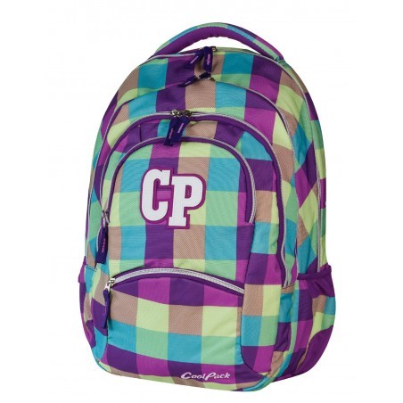 Plecak młodzieżowy CoolPack CP fioletowy w kratkę - 5 przegród COLLEGE PURPLE PASTEL 481