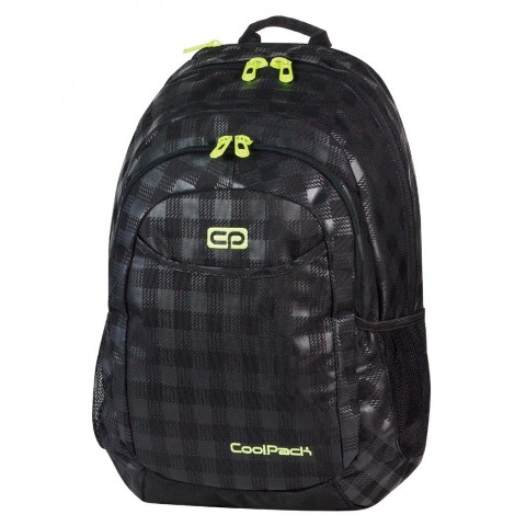 Plecak młodzieżowy na laptop CoolPack CP czarny w kratkę + żółte wstawki URBAN BLACK & YELLOW 412