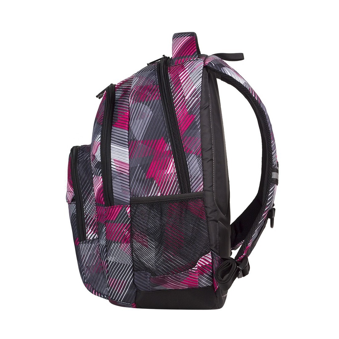 Plecak młodzieżowy CoolPack CP lekki szaro - różowy w paski - BASIC PINK MOTION 378 - plecak-tornister.pl